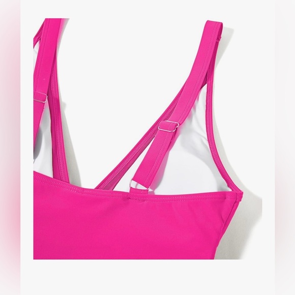 Women Pink Sexy Mesh Tummy Control Swimsuit High Waisted Bathing Suit Small - Picture 4 of 7